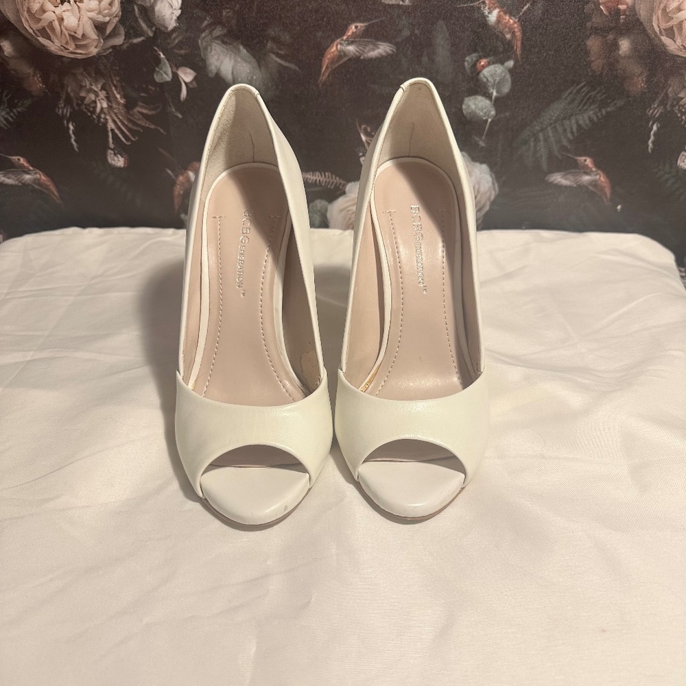 BCBGeneration White Peep Toe Pump